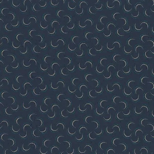 [HG-9984-77] Willow Hollow Dark Blue Dotted Crescents By Kim Diehl For Henry Glass