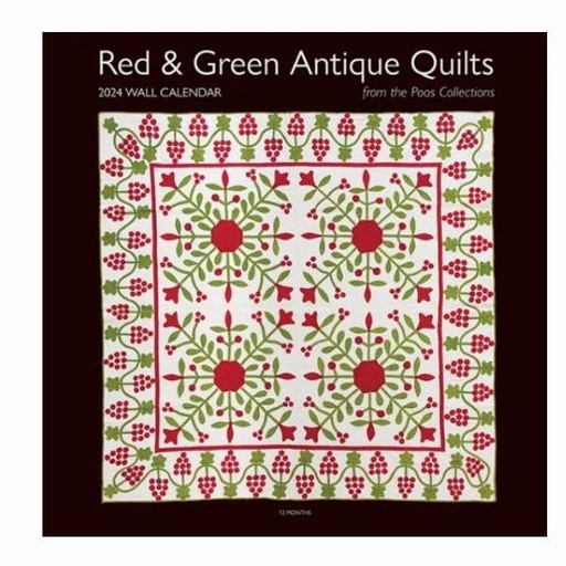 [MOD-20524] 2024 Red & Green Antique Quilts Wall Calender From Moda