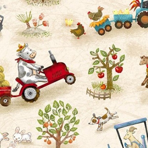 [SHF-FUNNYFARM-BEIGE] Digital Cuddle Funny Farm from Shannon Fabrics