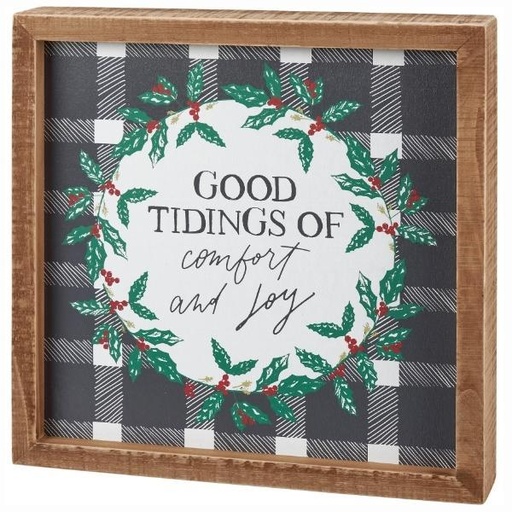 [PBK-115741] Good Tidings Of Comfort Inset Box Sign By Annie Quiglet For Primitives By Kathy