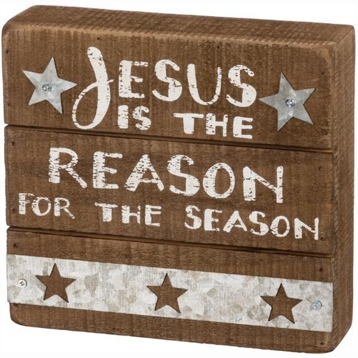 [PBK-34854] Jesus Is The Reason For The Season Slat Box Sign By Phil Chapman For Primitives By Kathy