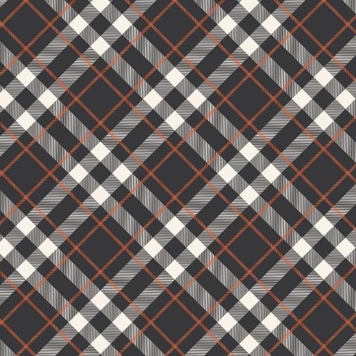 [RB-C13133-CHARCOAL] Hey Bootiful Diagonal Plaid Charcoal By My Mind'S Eye For Riley Blake Designs 