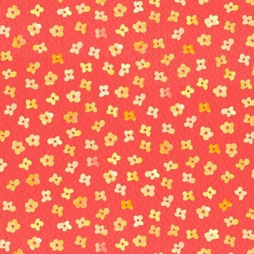 [PB-5159-R] Fairy Garden Ditzy Flower Toss Red By Sillier Than Sally Designs For P&B Textiles