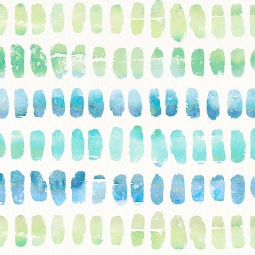 [PB-5161-BG] Fairy Garden Set Paint Strokes Blue/Green By Siller Than Sally Designs For P&B Textiles