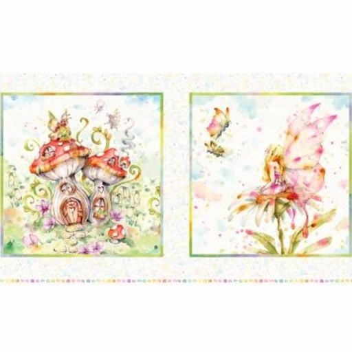 [PB-5152-PA] Fairy Garden Pillow Panel By Siller Than Sally Designs For P&B Textiles