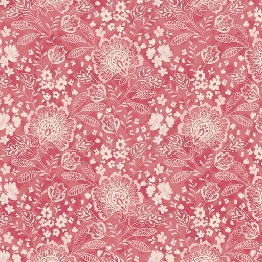 [PB-5112-P] Elizabeth Pink Jacobean Allover Wide Back From P&B Textiles
