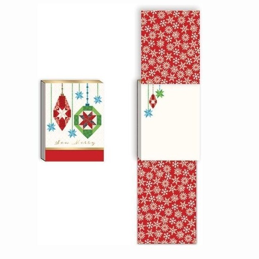 [MOD-100176-SEWMERRY] Sew Merry Christmas Ornanment Notepad By Punch Studio For Moda 