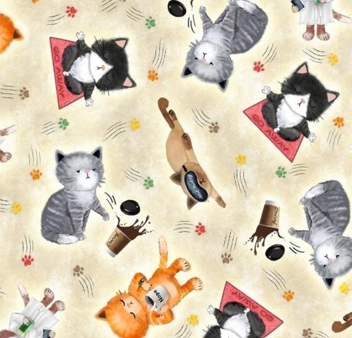 [TTR-CD2167-NATURAL] Cute Sassy Cats Natural From Timeless Treasures