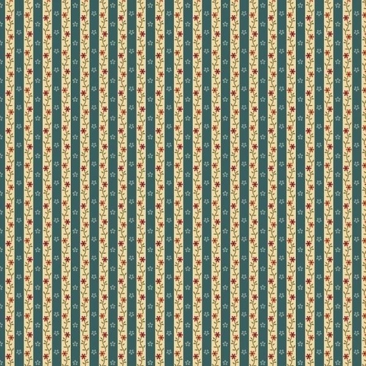 [MB-R600535-BLUE] Hearthstone Blue Calico Stripe By Lynn Wilder For Marcus Fabrics