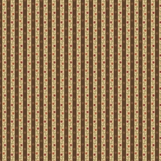 [MB-R600535-BROWN] Hearthstone Brown Calico Stripe By Lynn Wilder For Marcus Fabrics