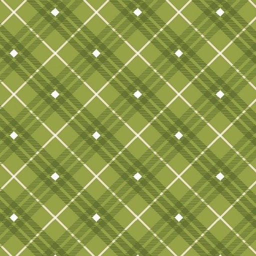 [HG-9611-66] Bias Plaid Basics Green Plaid By Leann Anderson For Henry Glass