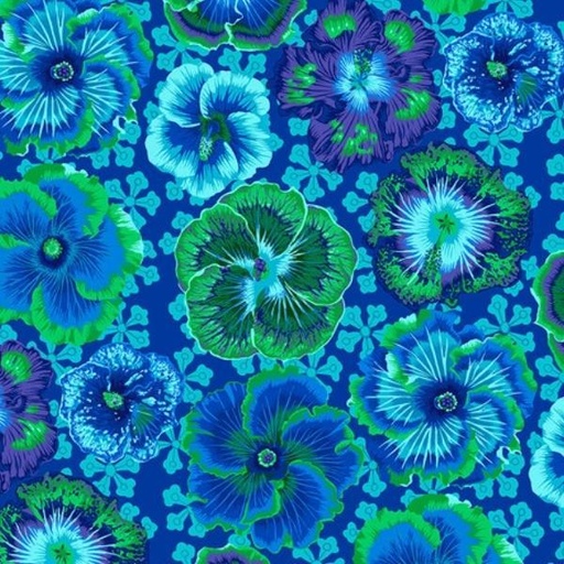 [FR-PWPJ122.BLUE] Kaffe Fasset Collective Floating Hibiscus Blue By Philip Jacobs For Free Spirit