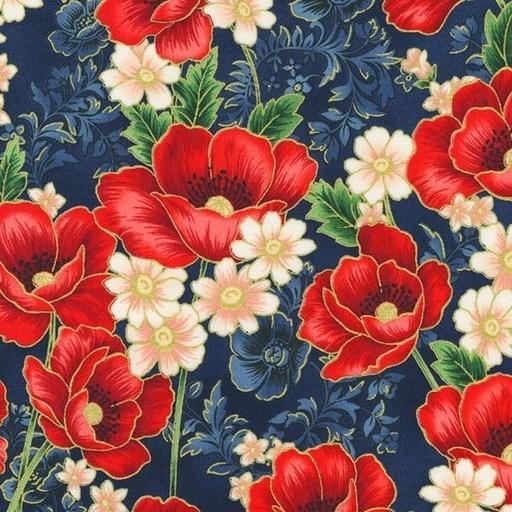 [KAF-21855-473] Poppy Hill Poppies Bouquet By Studio Rk For Robert Kaufman