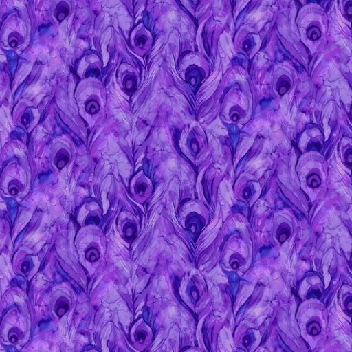 [NOR-26701-85] Allure Purple Peacock Train By Deborah Edwards & Melanie Samra Fro Northcott Fabrics 