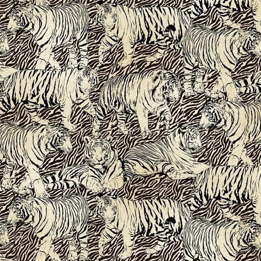 [NOR-25523-12] Jungle Queen Tiger Toile Cream/Black By Beth Hoselton For Northcott Fabrics