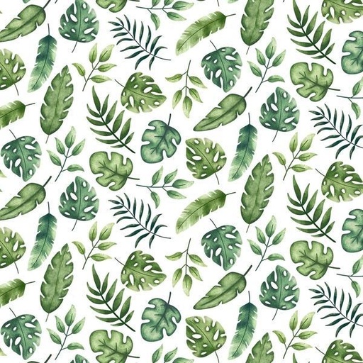 [NOR-25645-10] Wee Safari Leaf Toss by Deborah Edwards for Northcott Fabrics 