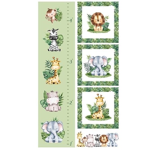 [NOR-25648-10] Wee Safari Growth/Block Panel By Deborah Edwards For Northcott Fabrics 