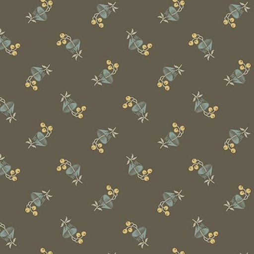 [AND-797-N] English Garden Bachelor Button Black Tea By Laundry Basket Quilts For Andover Fabrics 