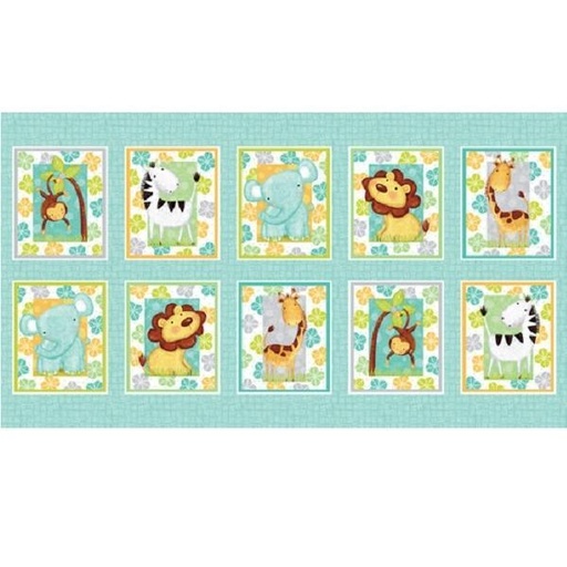 [SEF-7235-11] Sweet Safari Block Panel By Victoria Hutto For Studio E Fabrics 