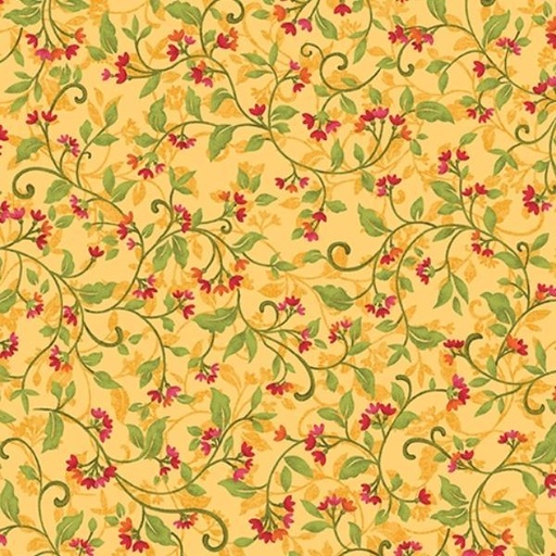 [BEN-13654-30] Wander Lane Two Snowdrop Gold By Nancy Halvorsen For Benartex