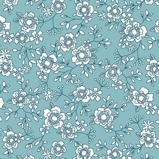 [BEN-13653-84] Wander Lane Two Winter Rose Teal By Nancy Halvorsen For Benartex 