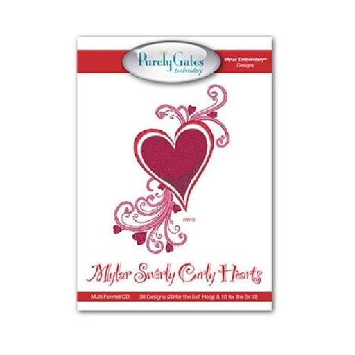 [PGD-MYSCH] Mylar Swirly Curly Hearts Embroidery Cd Pattern From Purely Gates