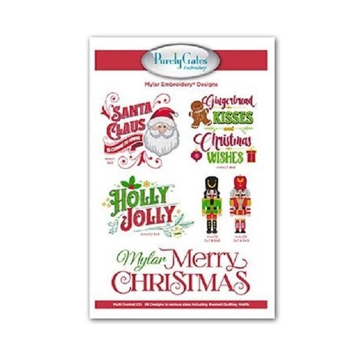 [PGD-MYMXMAS] Mylar Merry Christmas Embroidery Cd Pattern From Purely Gates