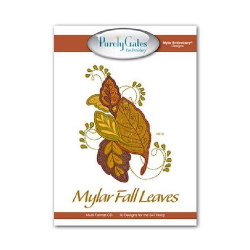 [PGD-FALLLEAVES] Mylar Fall Leaves Embroidery Cd Pattern From Purely Gates