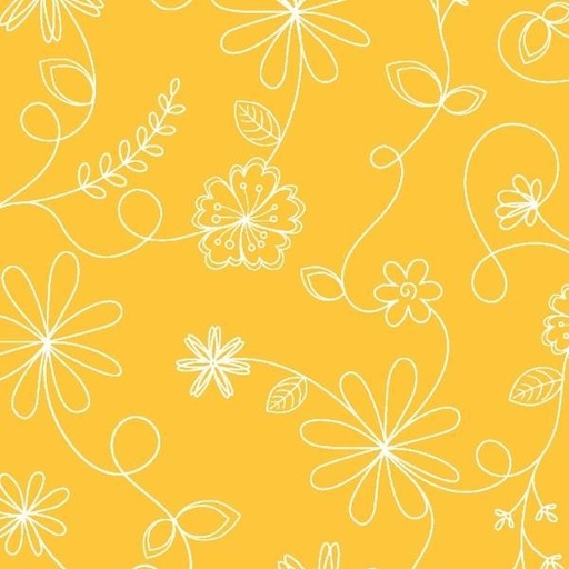 [MAY-8261-S] Kimberbell Basics Swirl Floral Yellow By Kim Christopherson For Maywood Studio