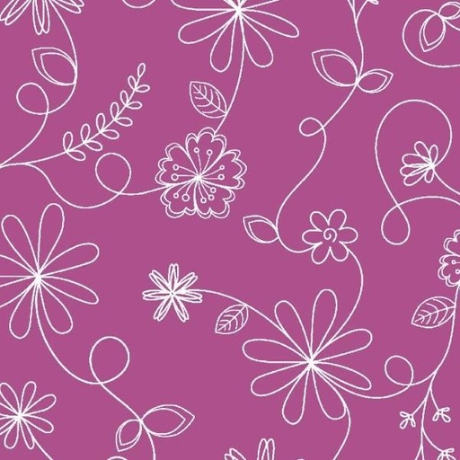 [MAY-8261-V] Kimberbell Basics Swirl Floral Violet By Kim Christopherson For Maywood Studio