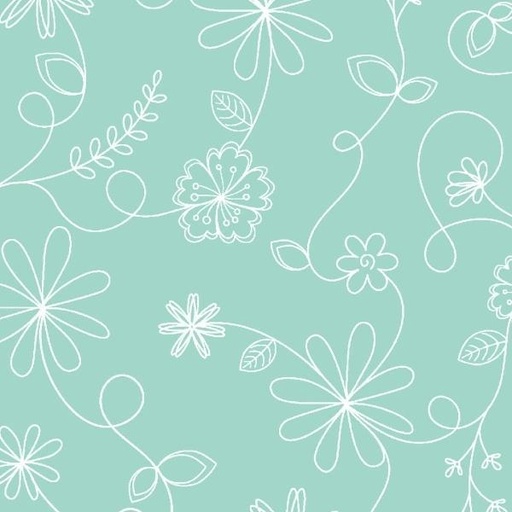 [MAY-8261-Q] Kimberbell Basics Swirl Floral Aqua By Kim Christopherson For Maywood Studio