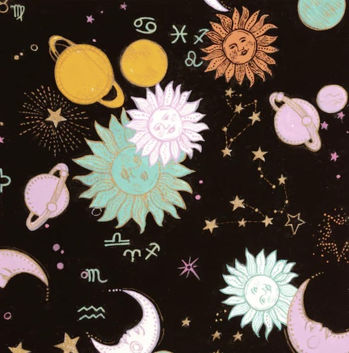 [AHF-M9036-MBR] Zodiac Sky Metallic Black By Nicole De Leon For Alexander Henry Fabrics 