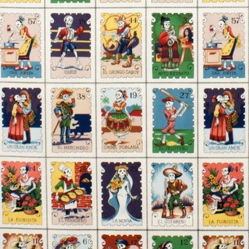 [AHF-7666-ARR] Folklorico Cartas Marcadas Bright By Ah Collection For Alexander Henry Fabrics 