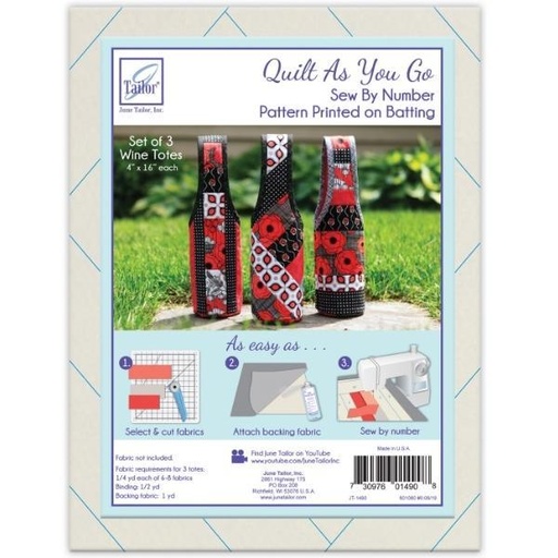 [JT-1490] Quilt As You Go Wine Totes 3 Pack From June Tailor