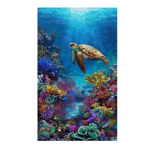 [HOF-5257-73] Tides Of Color Sea Turtle Panel By Hoffman Collection For Hoffman