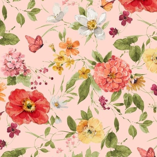 [WP-17810-83] Blessed By Nature Peach Medium Florals By Lisa Audit For Wilmington Prints