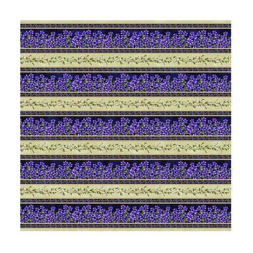 [HG-3162-77] Nature'S Affair Indigo Border Stripe By Jan Mott For Henry Glass Fabrics 