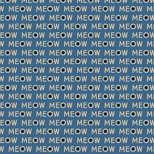 [COW-3976-90] Purrfection Blue Meows By Dan Dipaolo For Clothworks 