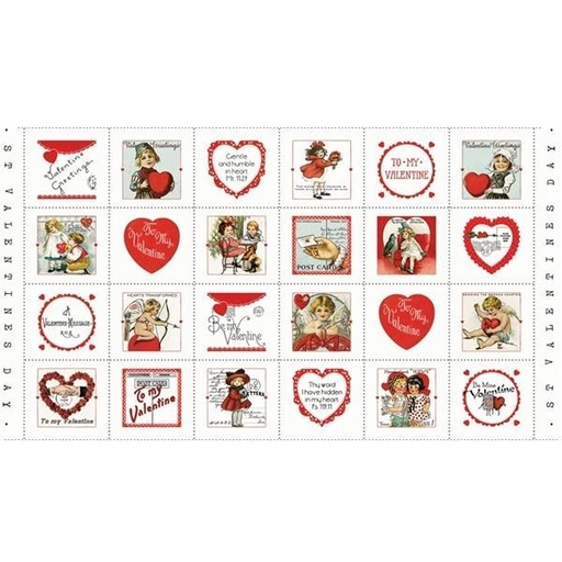 [RB-14131-PANEL] All My Heart Valentine Greetings Patch Panel By Janet Wecker-Frisch