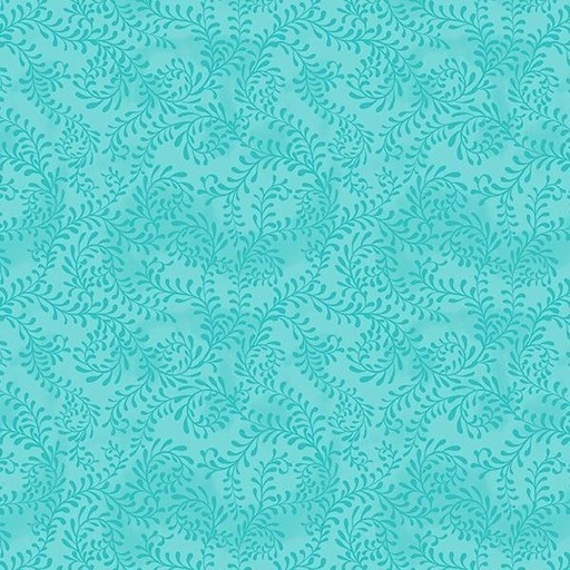 [WP-27650-447] Swirling Leaves Turquoise By Danielle Leone For Wilmington Prints 