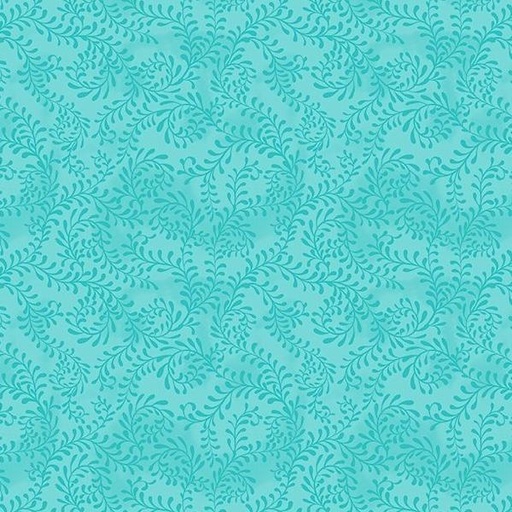 [WP-27650-447] Swirling Leaves Turquoise By Danielle Leone For Wilmington Prints 