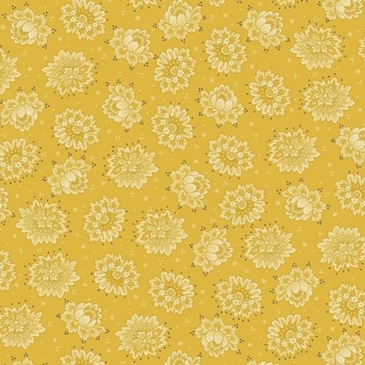 [HG-920-44] Quiet Grace Tossed Blossoms Yellow by Kim Diehl for Henry Glass 