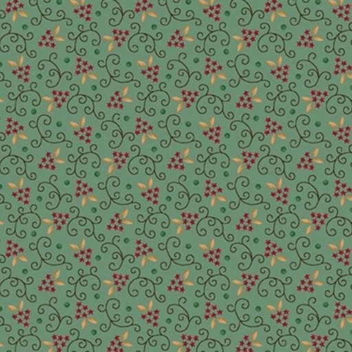 [HG-921-11] Quiet Grace Strawberries Turquoise By Kim Diehl For Henry Glass 