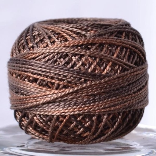 [VI-PC8-P12] Valdani Variegated Pearl Cotton Ball Size 8 73Yd In Brown