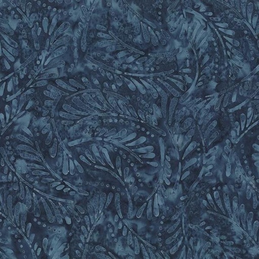 [WP-22277-449] Blue Smoke Batiks Dark Blue Ferns From Wilmington Batiks 