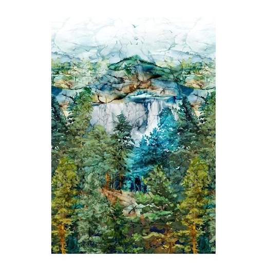 [NOR-B26906-66] Cedarcrest Falls Teal Scenic Wide Backing By Deborah Edwards & Melanie Samra For Northcott Fabrics 