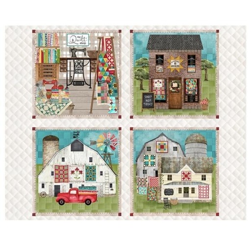 [3W-21701-PNL] Shop Hop Block Panel by Beth Albert for 3 Wishes Fabric 