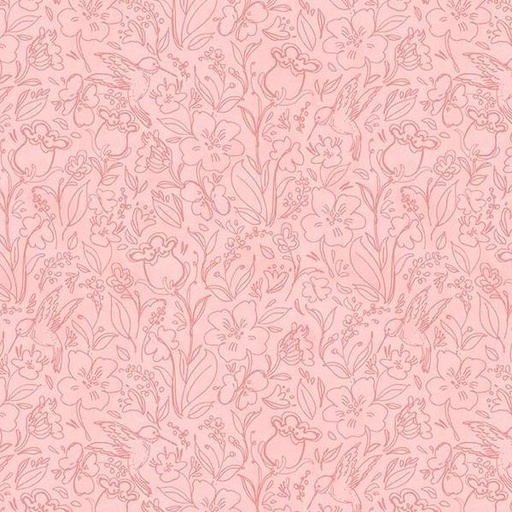 [WP-39833-333] Hummingbird Floral Toile Pink By Susan Winget For Wilmington Prints 