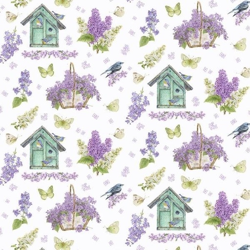 [HG-955-05] Bloomerang Lilac Garden By Jane Shasky For Henry Glass Fabrics 