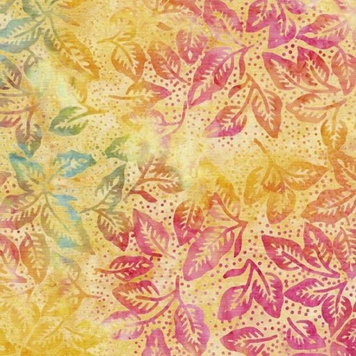 [IB-11232-9250] Copper Patina Batik Leaves Orange Cantaloupe From Island Batik 